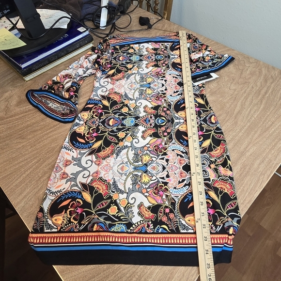 ECI New York Women Paisley Sheath Dress Bell Sleeves Multicolor XS - Picture 10 of 11